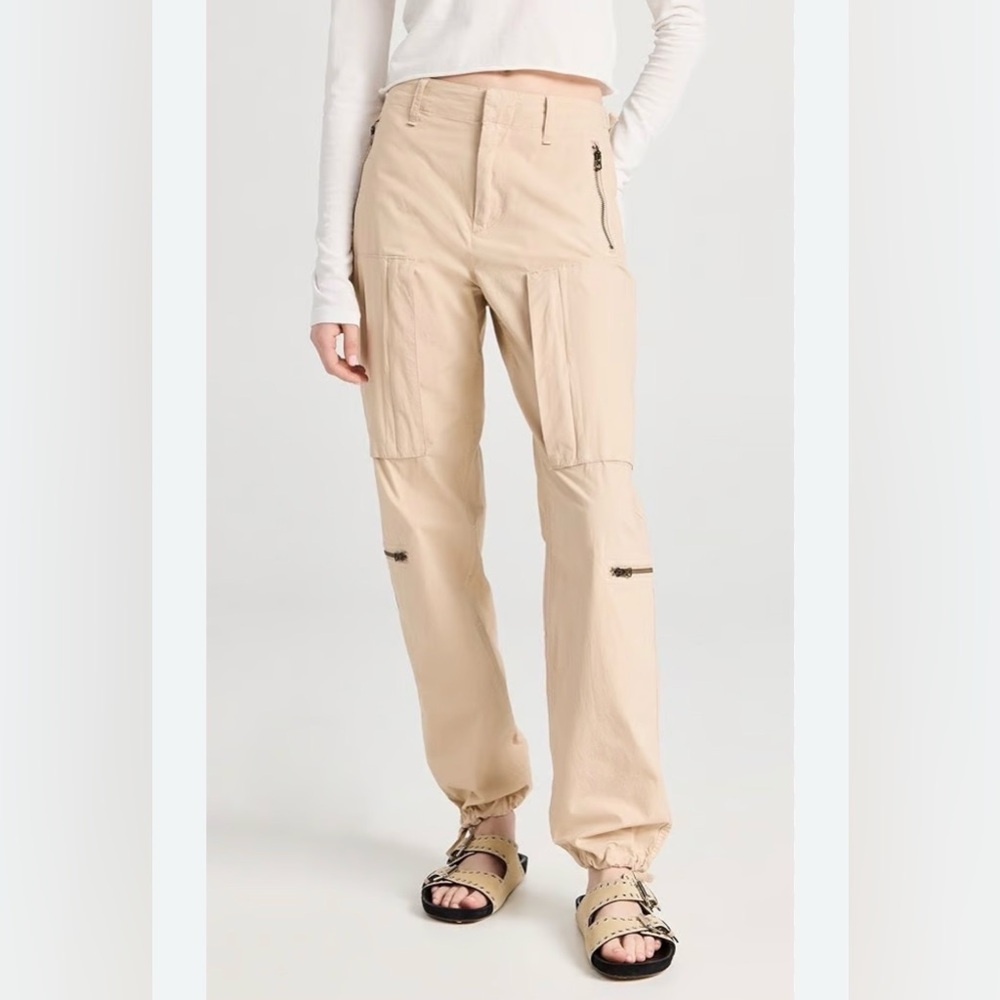 rag & bone Kai Flight Pants Size 12 Beige Cotton Ripstop Cargo Utility NWT